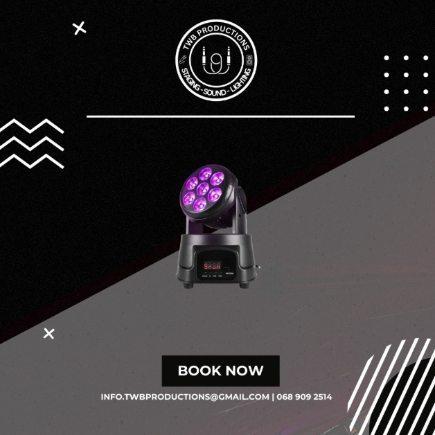 Moving head lighting fixture available for hire